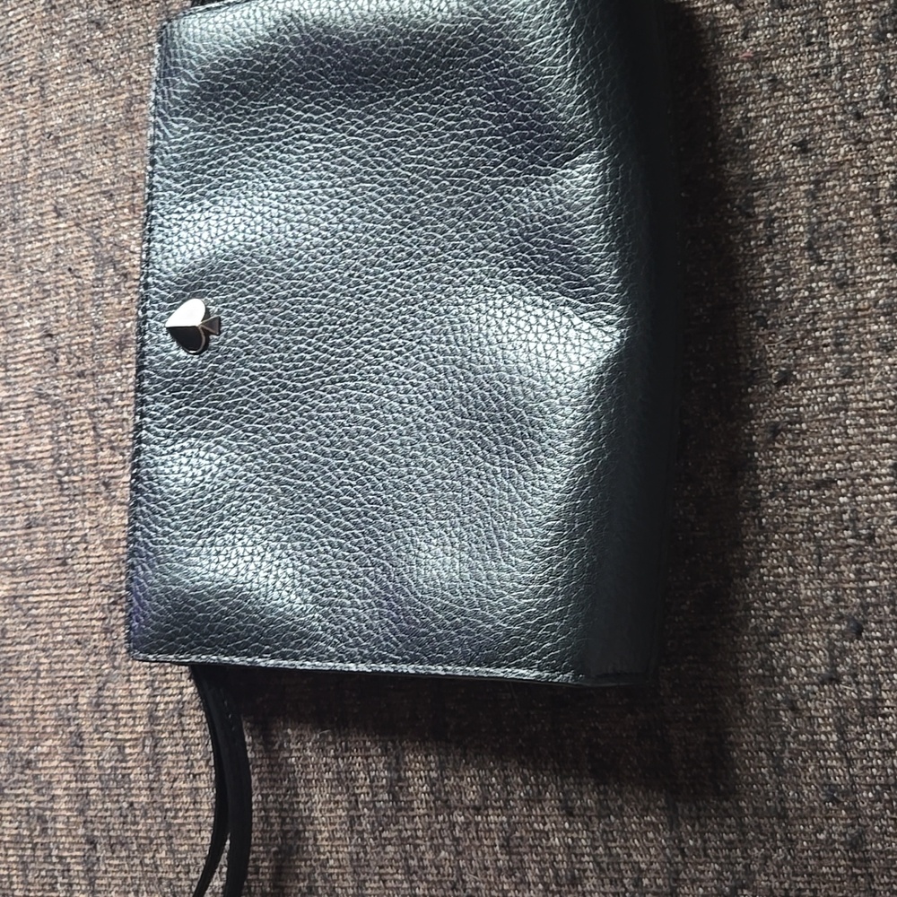 Kate Spade Polly Medium Wristlet Black Pebbled Leather Purse